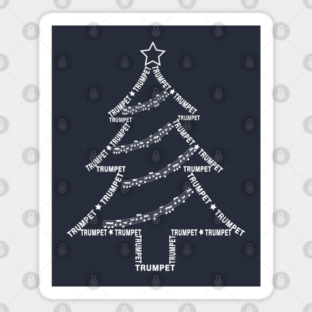 Trumpet White Text Christmas Tree Magnet by Barthol Graphics